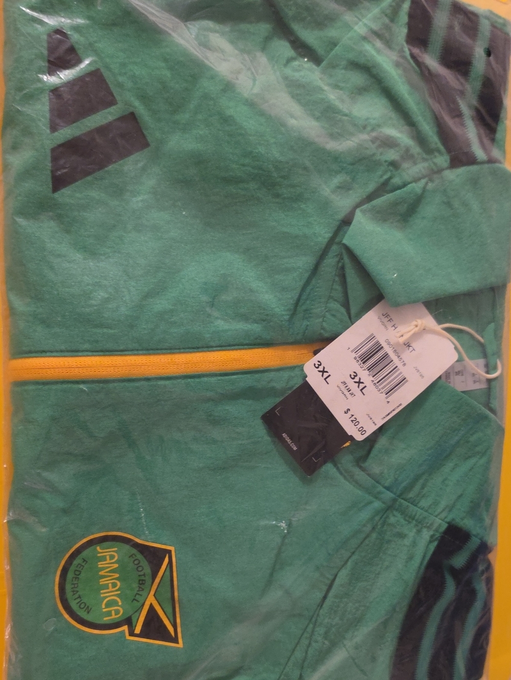 BOB MARLEY 3XL Green Jamaica Football Jacket with Yellow Trim